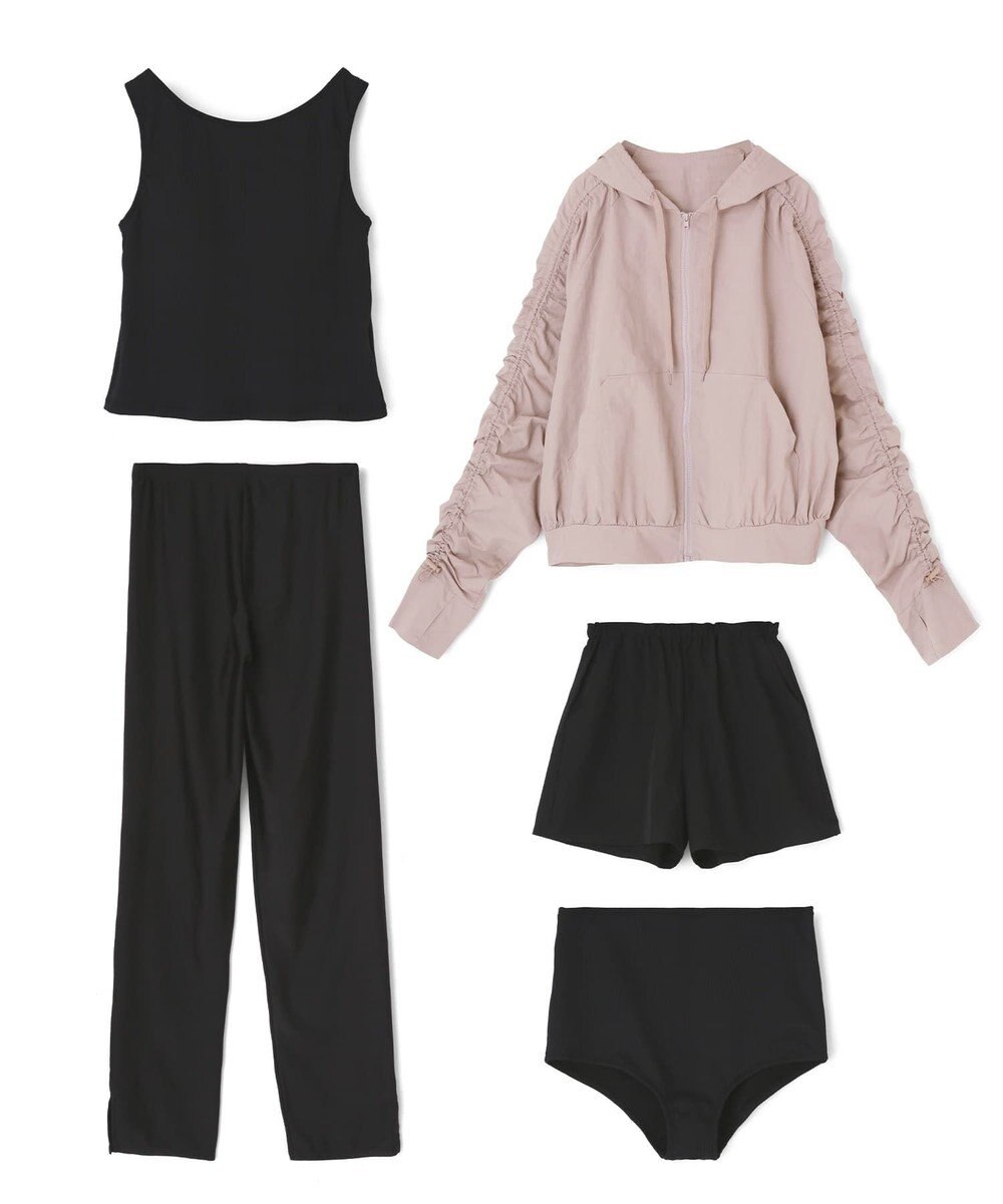 San-ai Resort（三愛水着楽園） WEB限定商品ショートラッシュパーカー付きリブタンキニ水着+レギンス付き5点セット【Beach Queen（ビーチクイーン）】 