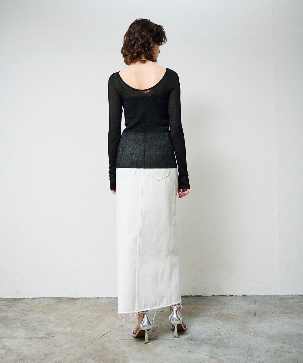 GRACE CONTINENTAL ラメシアーリブニットトップ 