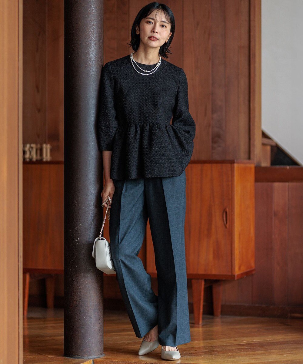 23区 【一部店舗限定/洗える】プレザンスジャカード ペプラム ブラウス 