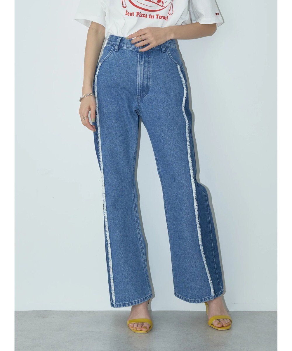 earth music&ecology Ｌｅｅ×ｅ．ｍ．ａ．ｅ　切替デニムフレアパンツ 