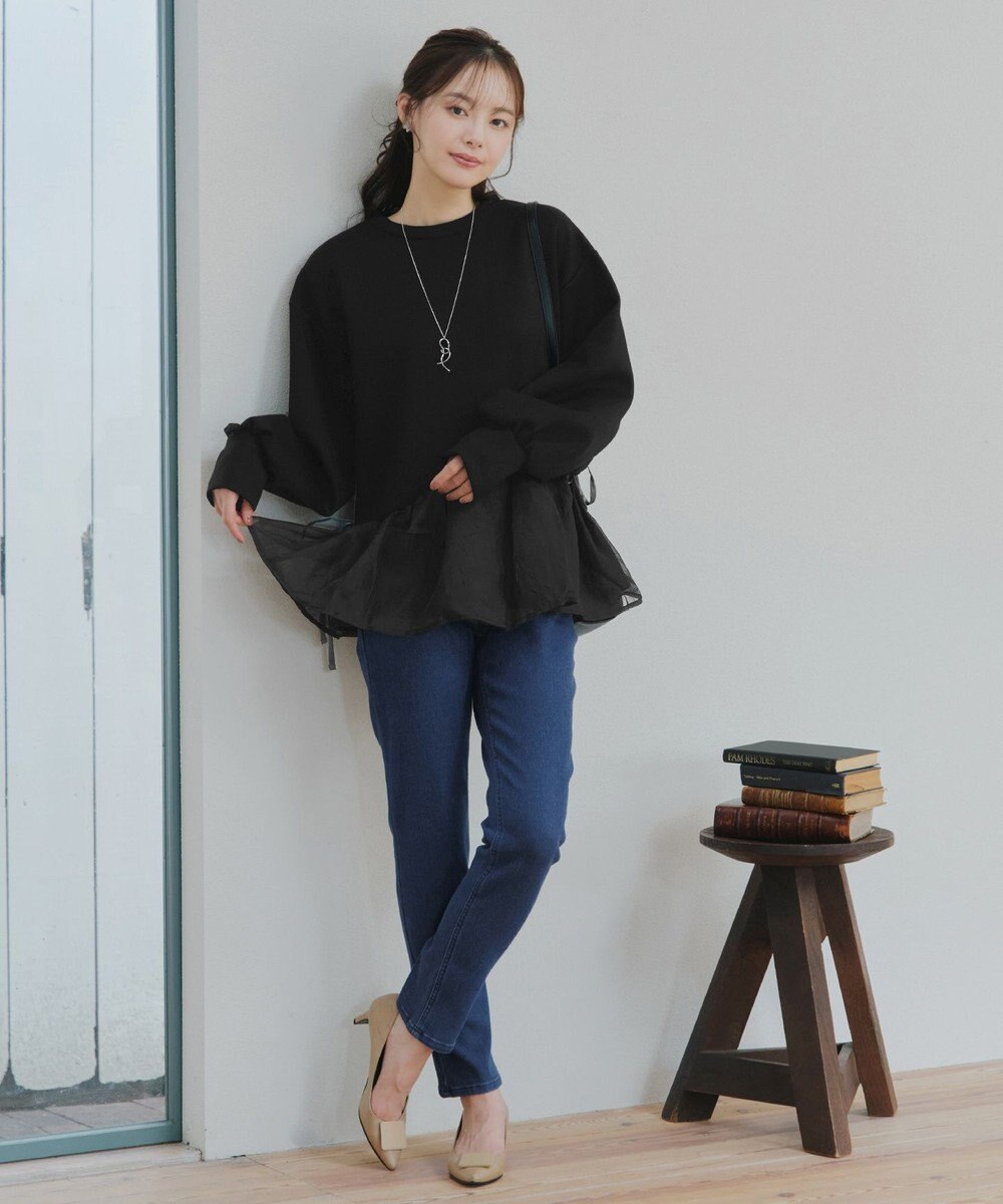 Tiaclasse 【裏起毛・洗える】マシュマロタッチデニムパンツ 