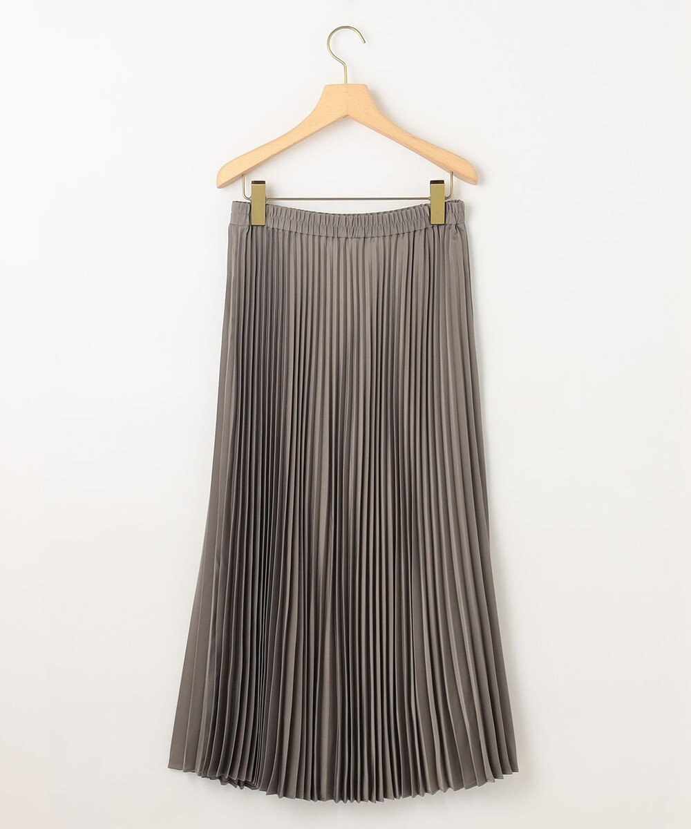 組曲 レザーライクサテン プリーツスカート 