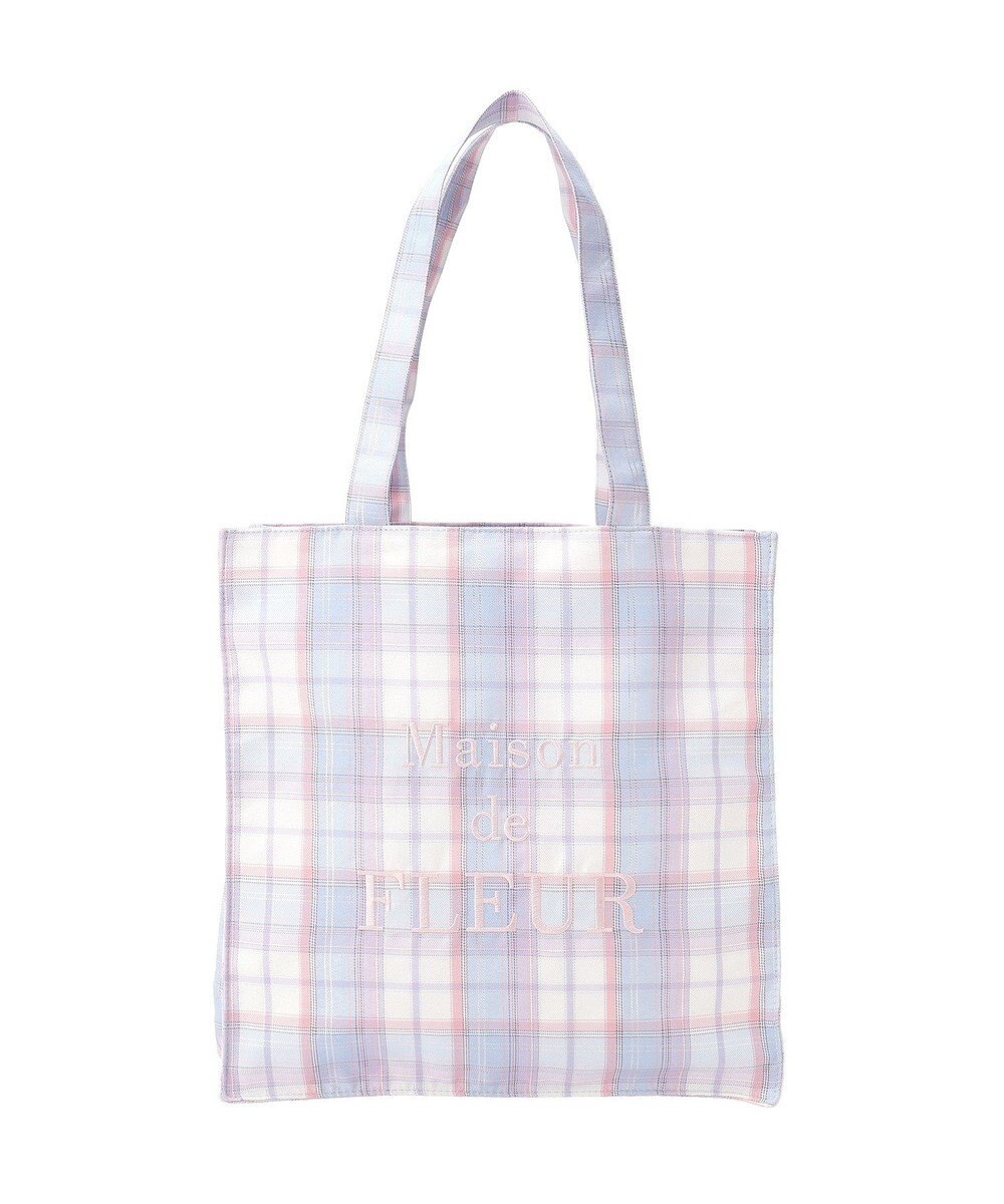 Maison de FLEUR ブランドロゴ刺繍チェックスクエアトート 
