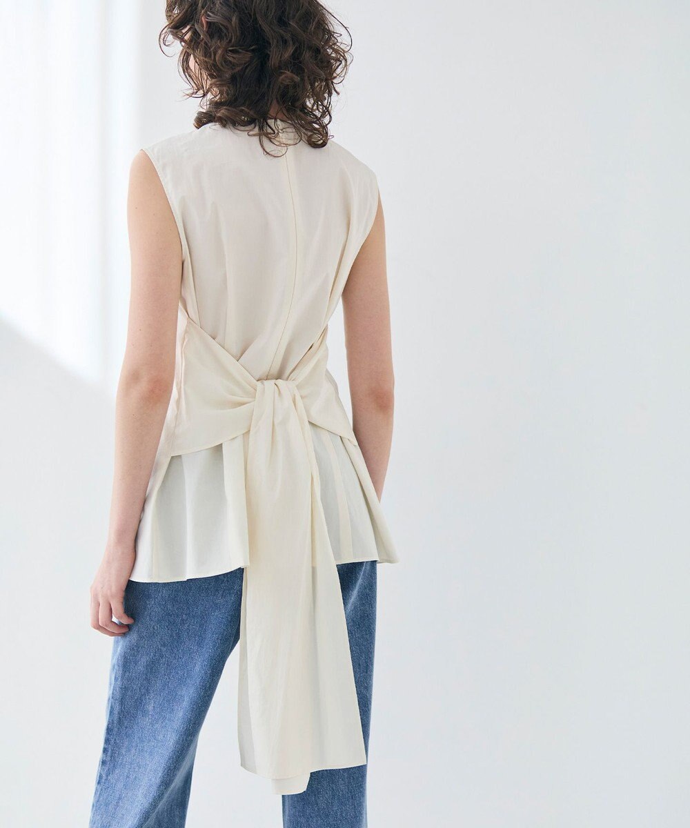 BEIGE， 【洗える・GISELe 6月号掲載】MALLOW / バックリボンコットンノースリーブブラウス 