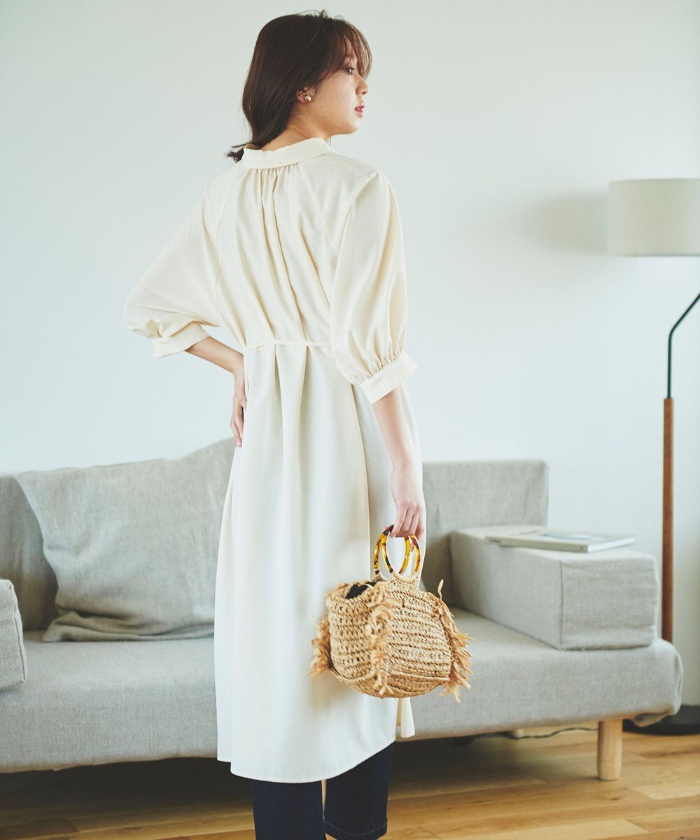 Feroux 【洗える】パフスリーブシャツ ワンピース 