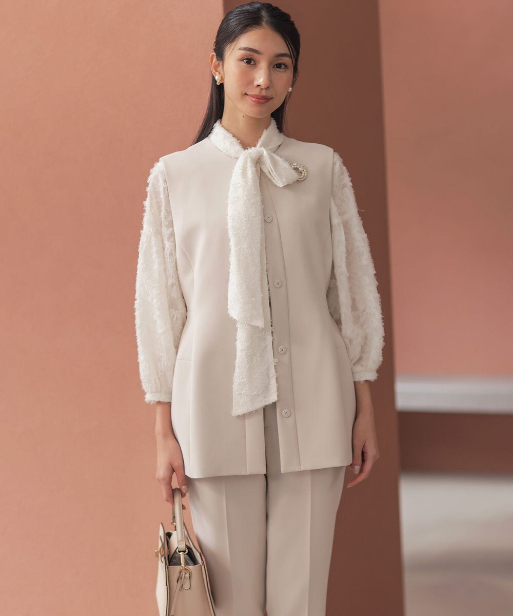 組曲 L 【KUMIKYOKU NAVY / 前後着用可】ヘアリーシフォン ブラウス 