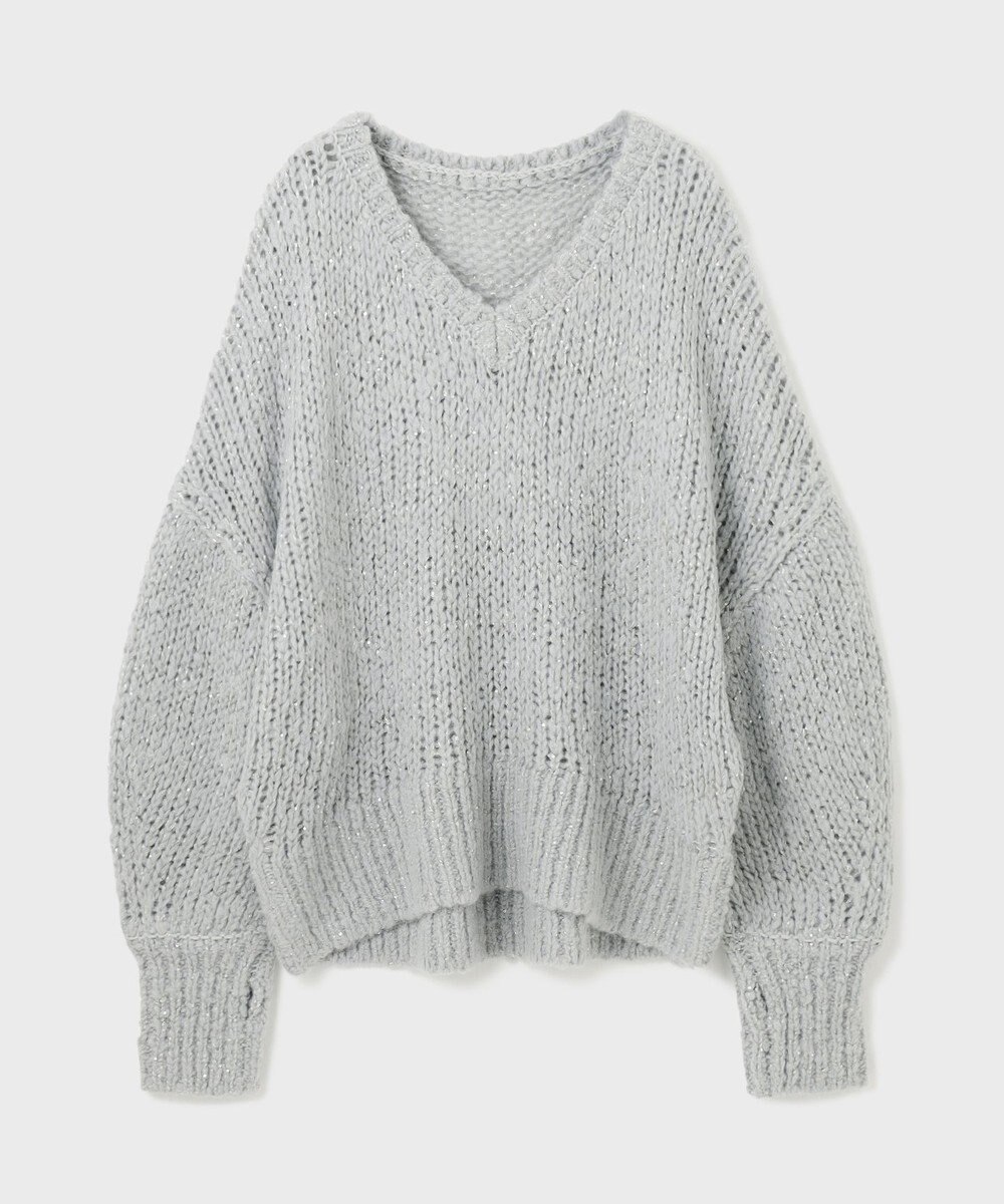 GRACE CONTINENTAL スパンコール畦ニットトップ 