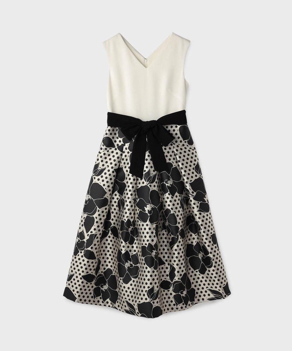 GRACE CONTINENTAL ドットボタニカルジャガードドレス 