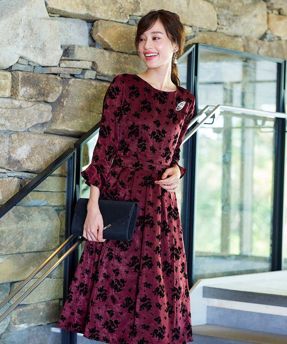 Tiaclasse 【安田美沙子さん着用・洗える】フラワーフロッキーワンピース 