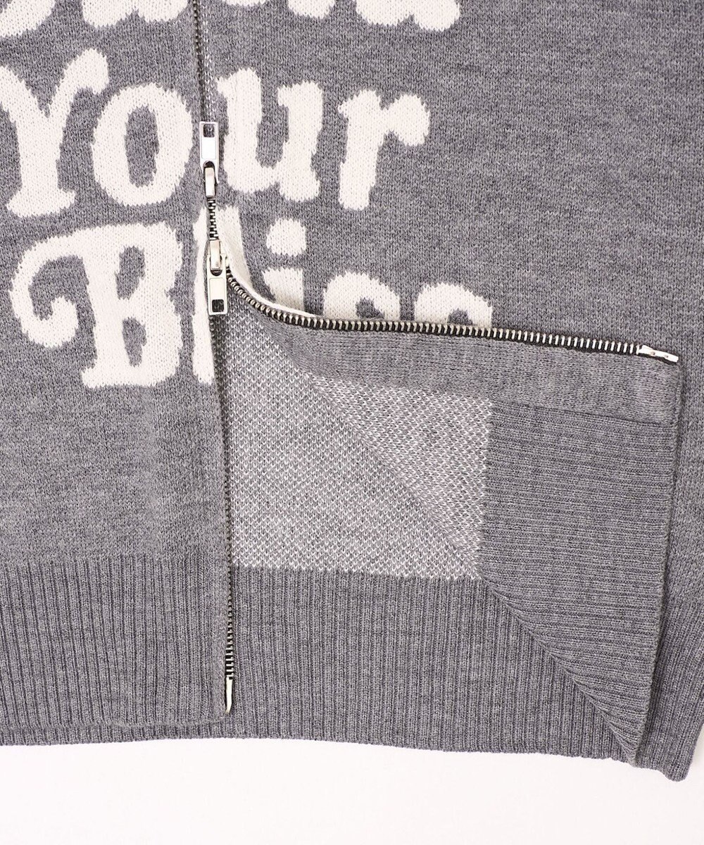 WEGO グラフィックジャガードニットZIPパーカー 