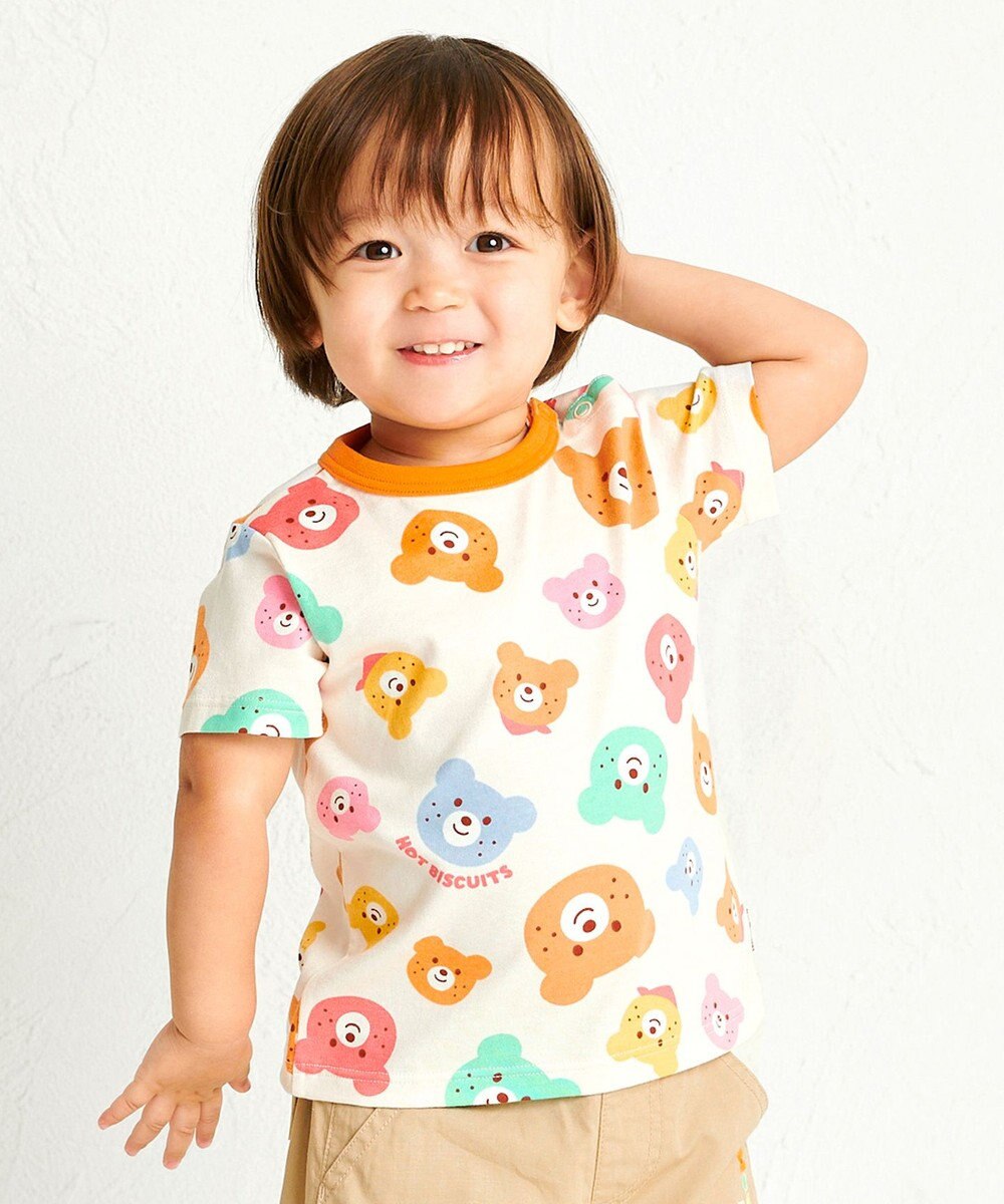 MIKI HOUSE HOT BISCUITS 【80-120cm】カラフルビーンズ 総柄半袖Tシャツ 