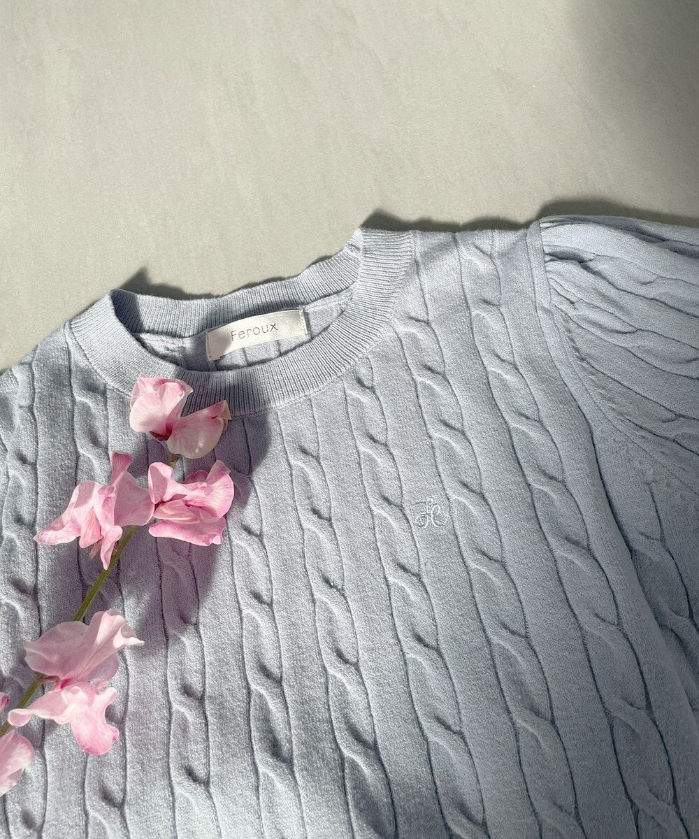 Feroux 【洗える】カラーケーブル ニット 