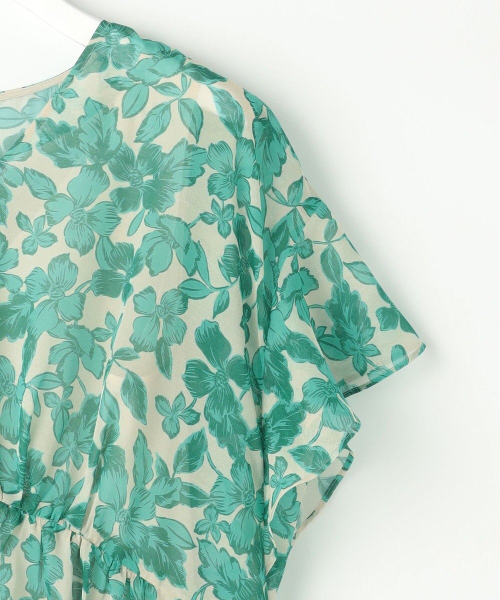 自由区 L ハーバリウムフラワープリントVネック ワンピース 