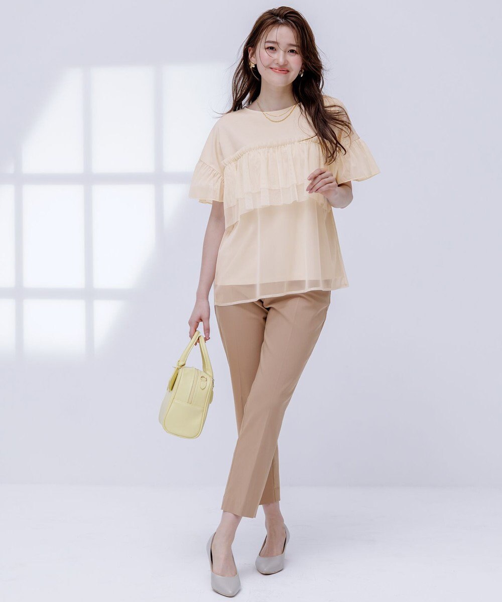 ANY SIS L 【洗える】チュール重ね プルオーバー 