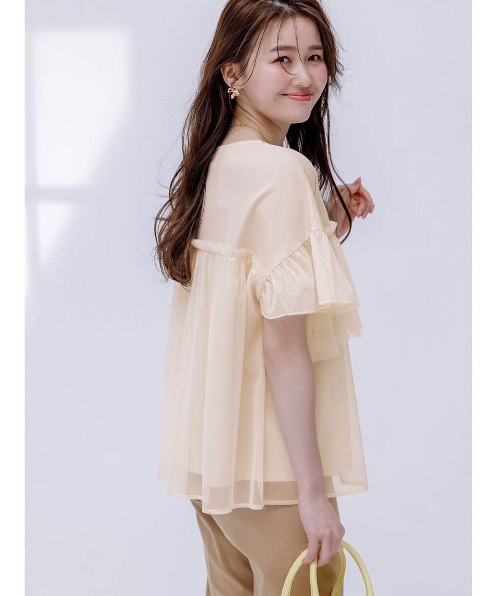 ANY SIS L 【洗える】チュール重ね プルオーバー 