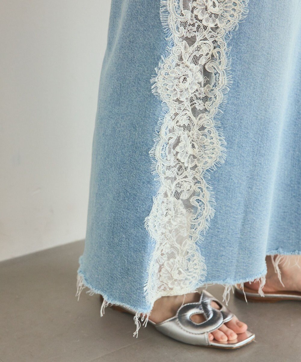 GRACE CONTINENTAL サイドレースデニムスカート 