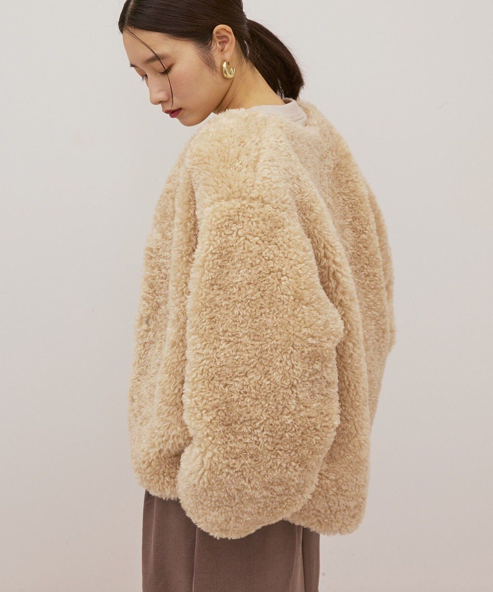 AMERICAN HOLIC ノーカラーフェイクファーコート 