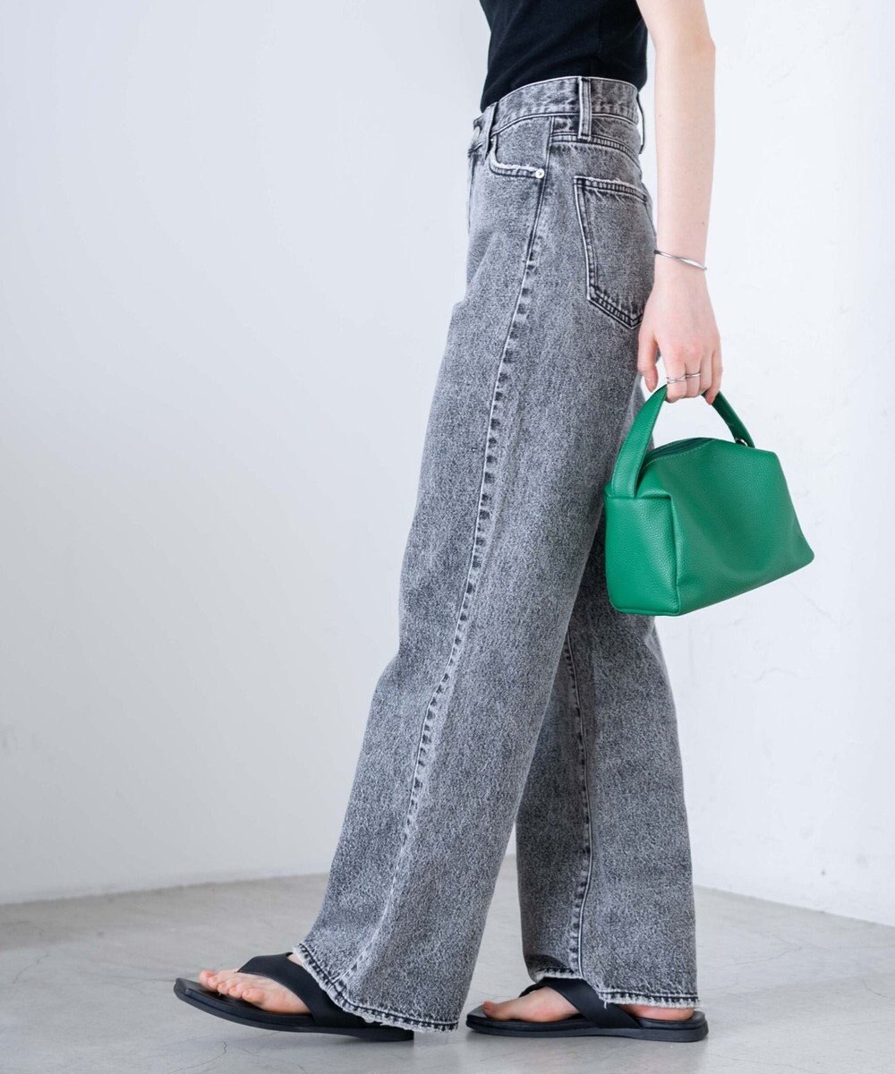 WEGO ウエストフィットワイドストレートデニムパンツ 