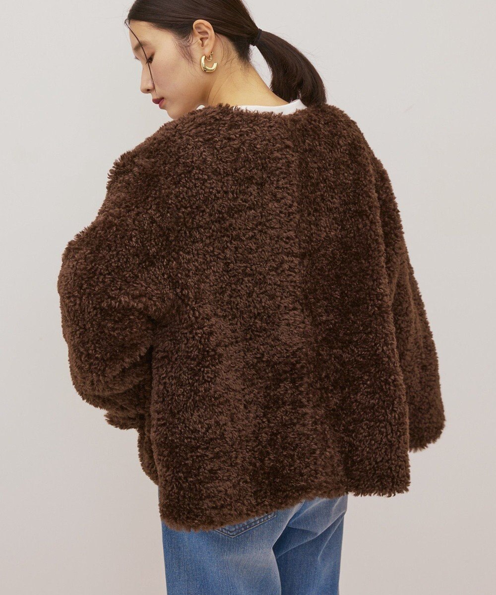 AMERICAN HOLIC ノーカラーフェイクファーコート 