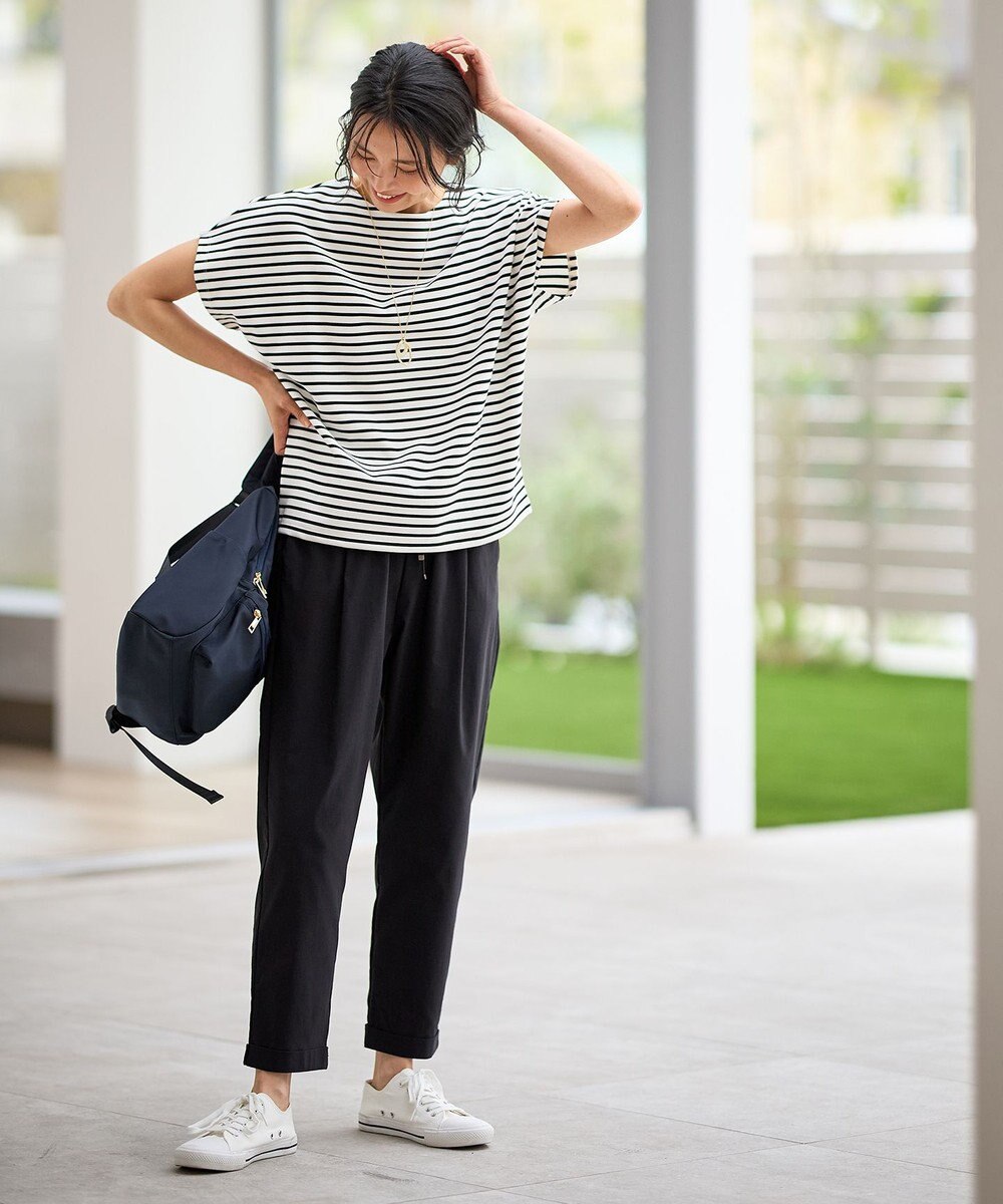 ANY L 【接触冷感/ウエストゴム/ストレッチ】クールタッチタックパンツ 