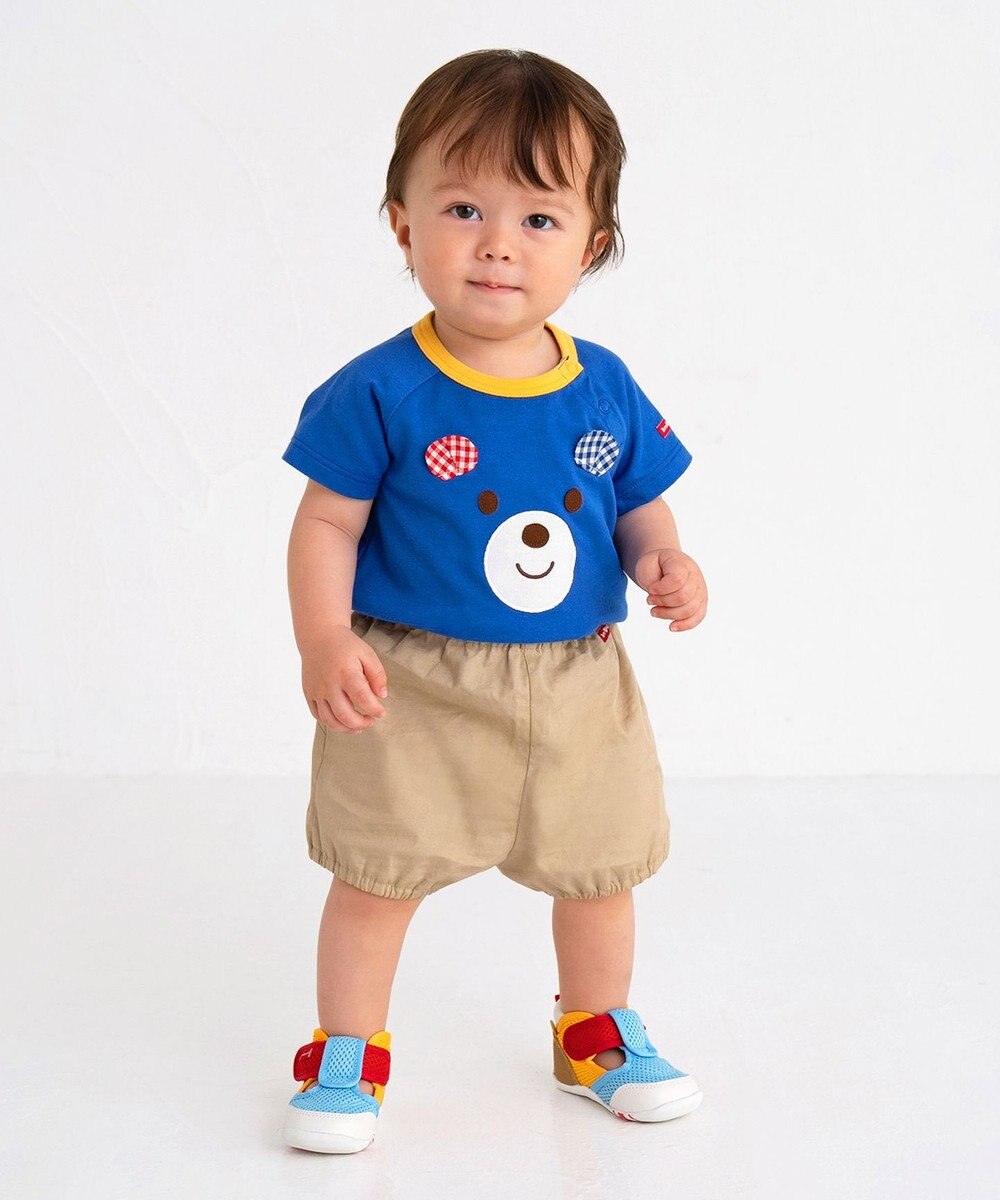 MIKI HOUSE HOT BISCUITS 【70-110cm】 顔ドン ラグラン半袖Tシャツ 