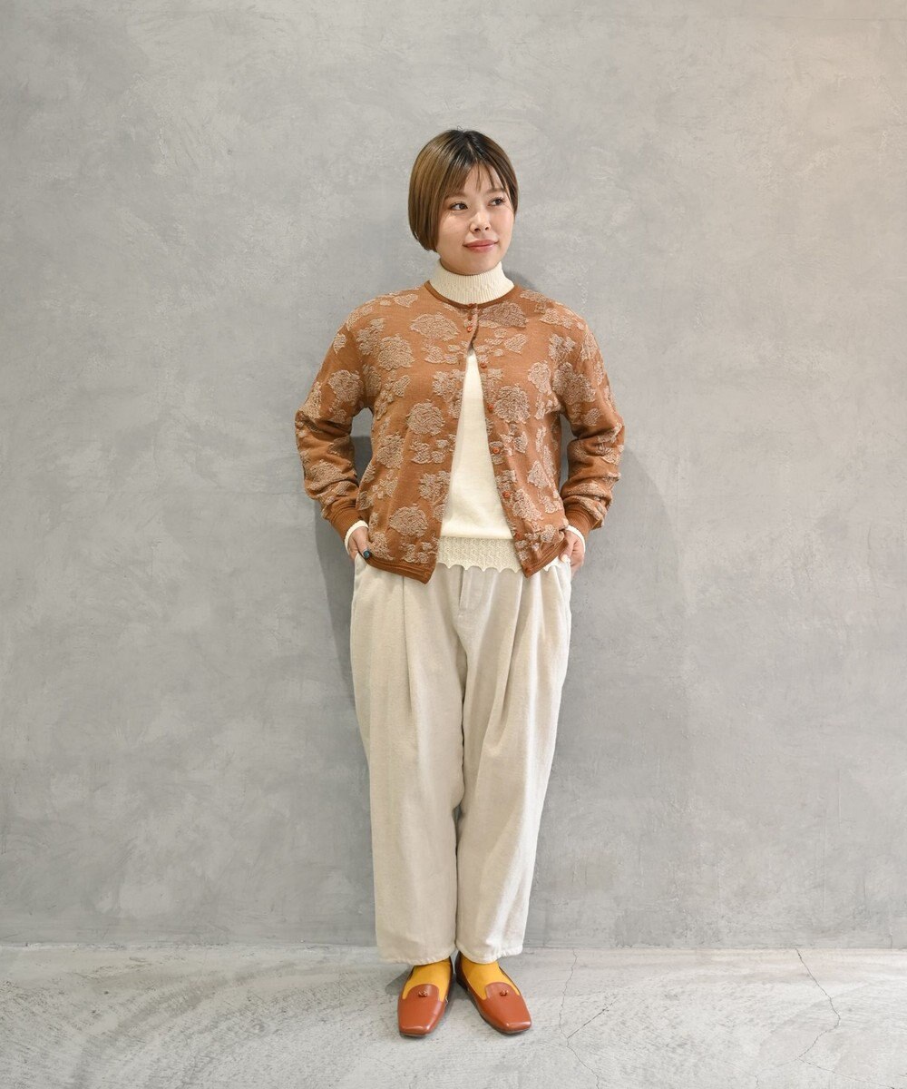 muuc 〈高品質スーパー120S極細ウールニット〉フラワージャカードのミドルゲージカーディガン 