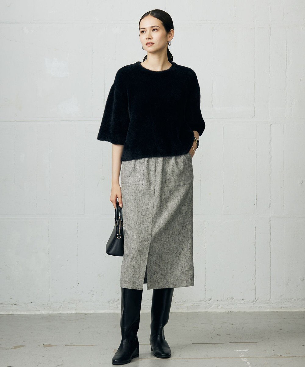 自由区 L シルクネップツイード スカート 