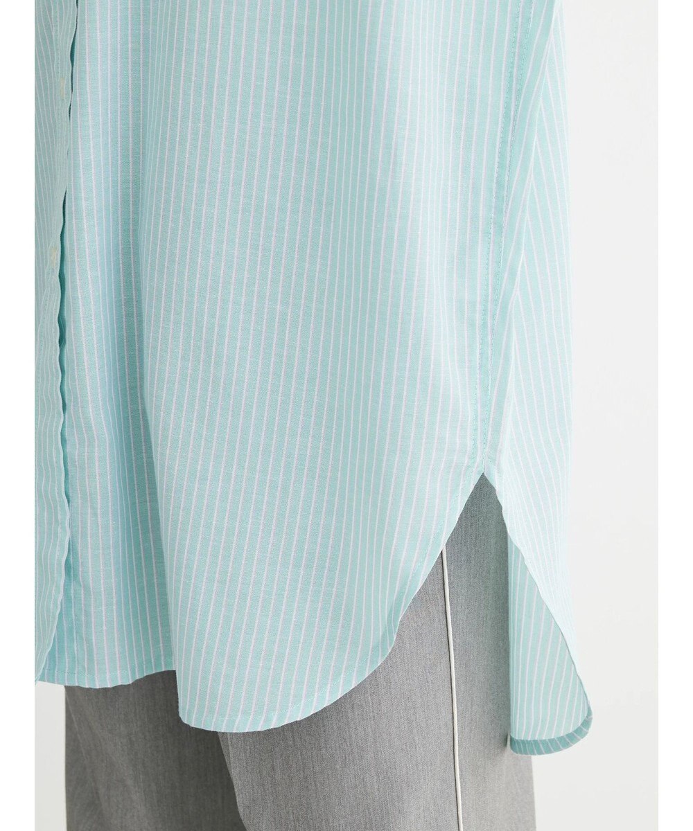 Green Parks 綿麻混タブ付オーバーサイズシャツチュニック 