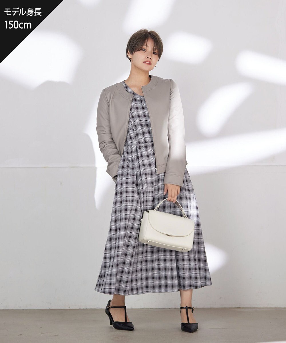 Tiaclasse L 【本革】ノーカラーシープレザージャケット 