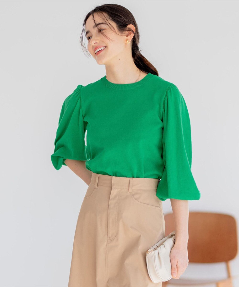 組曲 【アンサンブル対応】ハイゲージ 袖ギャザーニット 