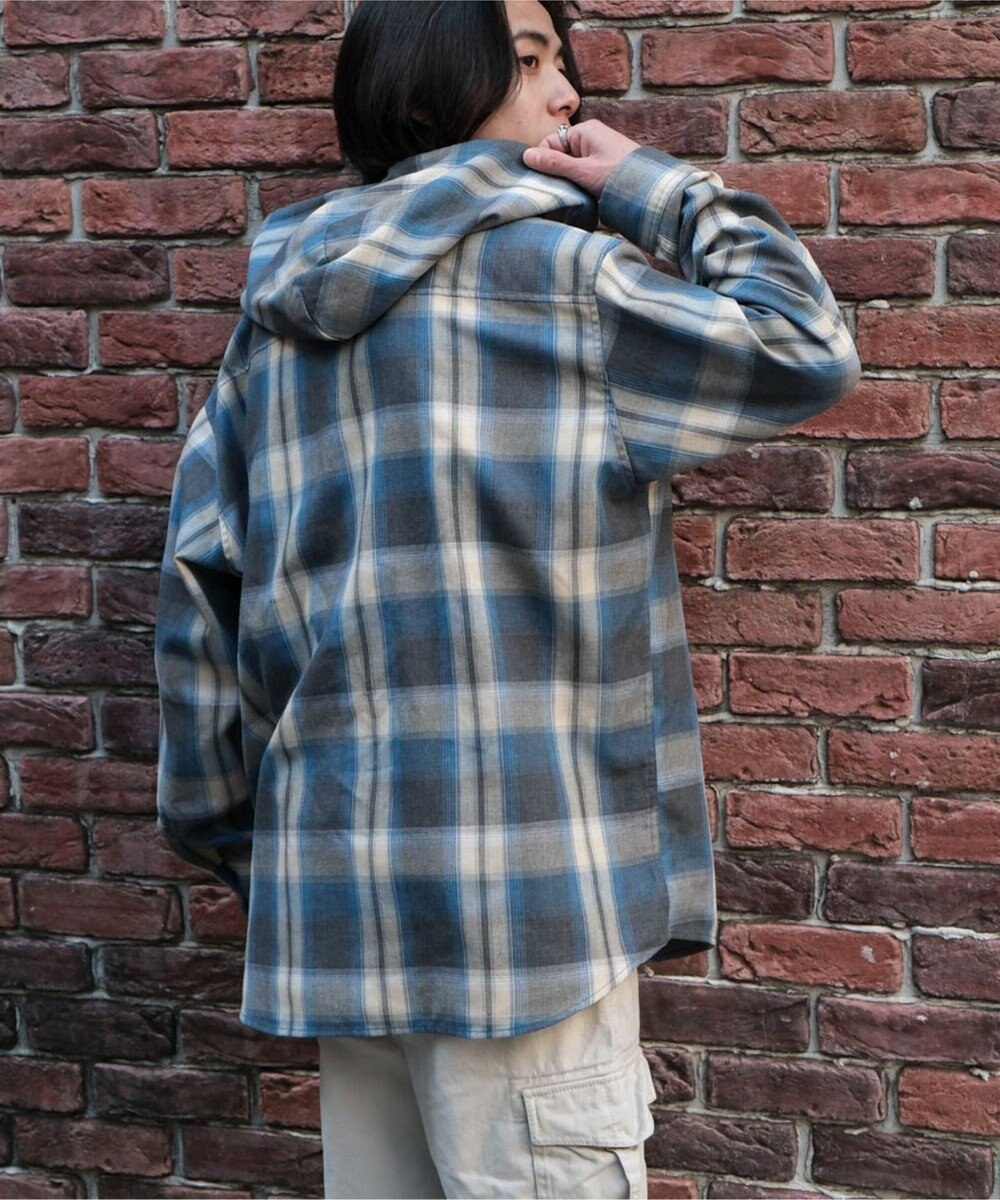 WEGO オンブレチェックフードシャツ（LS） 