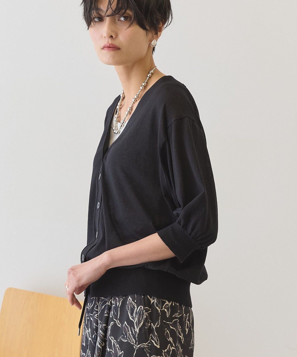 AMERICAN HOLIC 5分袖シアーVネックニットカーディガン 