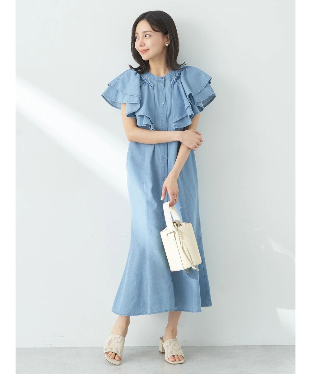 earth music&ecology ラッフル前開きデニムワンピース 