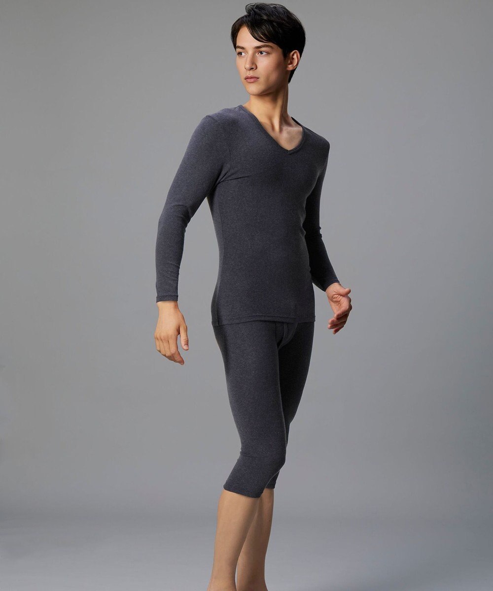 WACOAL MEN インナー メンズ 発熱インナー【エクス（R）】 吸湿発熱繊維 保温性 消臭性（汗臭・加齢臭） ストレッチ素材 深めVネック 8分袖 GL6221 /ブロス 