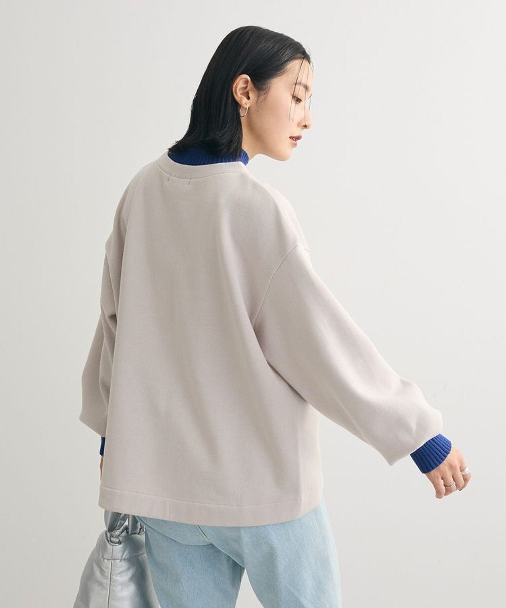 Green Parks 配色リブニットドッキング裏起毛プルオーバ 