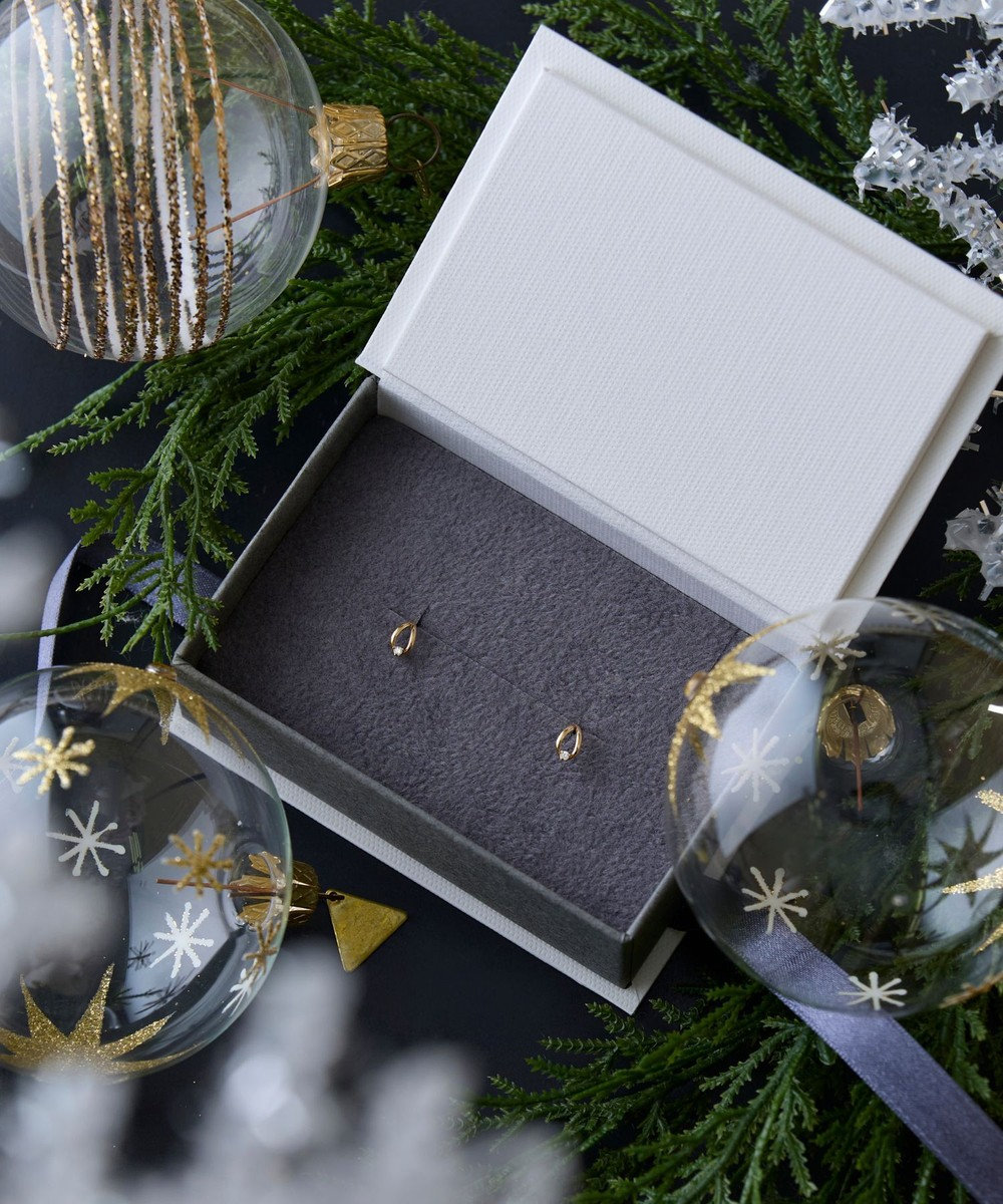 Phoebe 【K10】リーフダイヤモンドピアス　ゴールド 