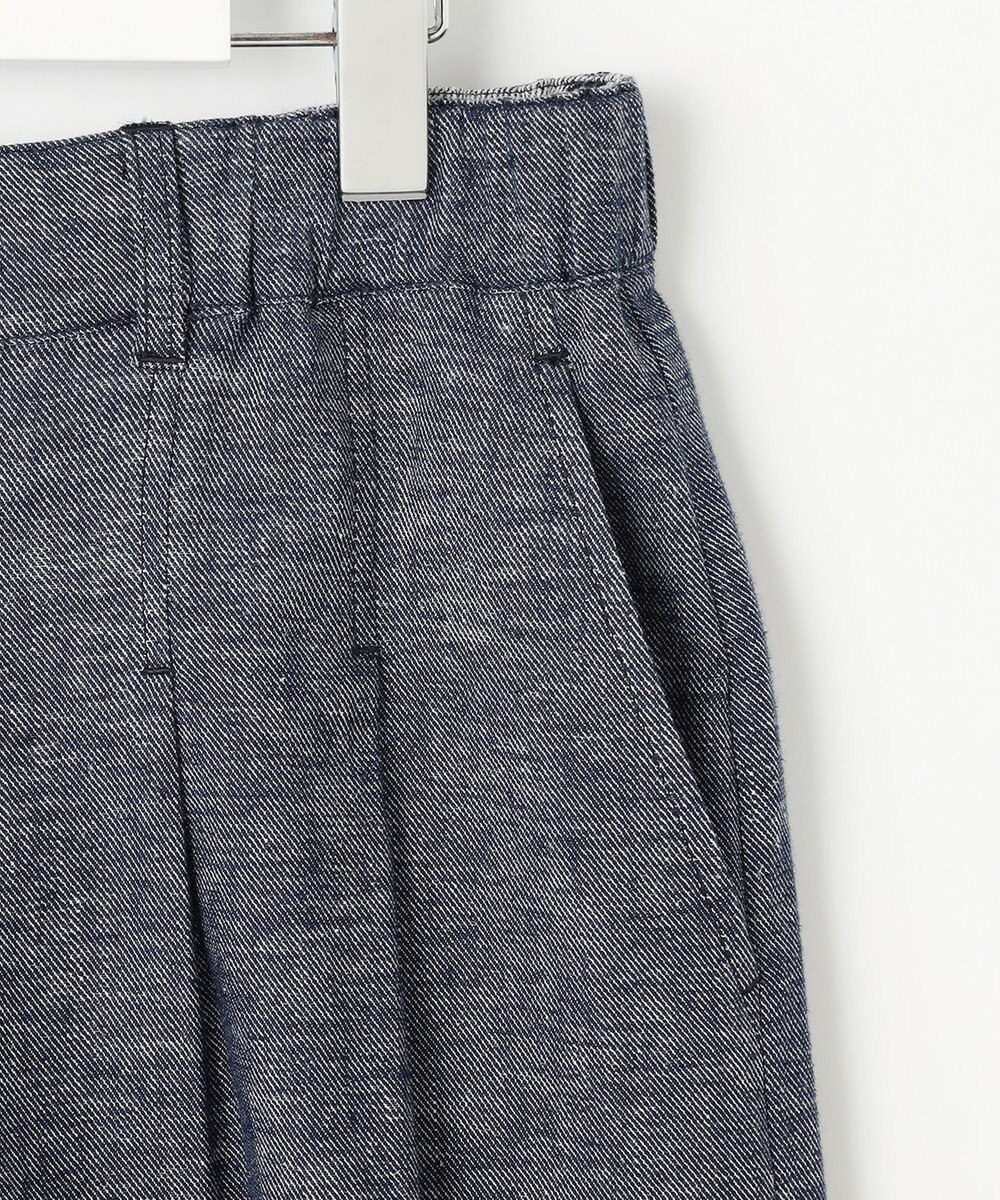 自由区 【洗える】コットンリネンシャンブレーワイドストレート パンツ 