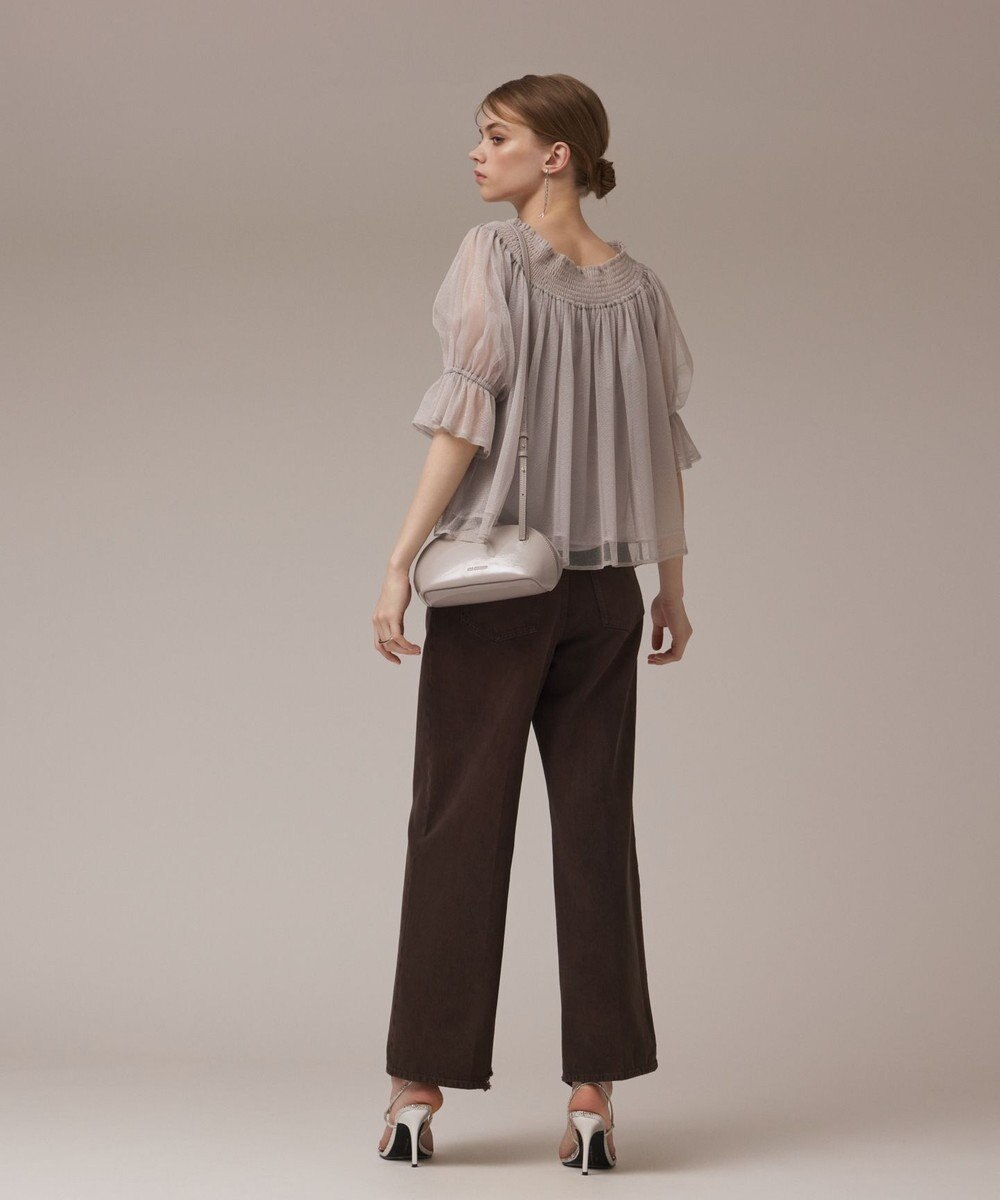 GRACE CONTINENTAL チュールシャーリングトップ 