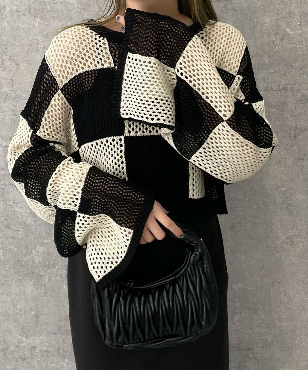 WEGO チェッカーメッシュニット 