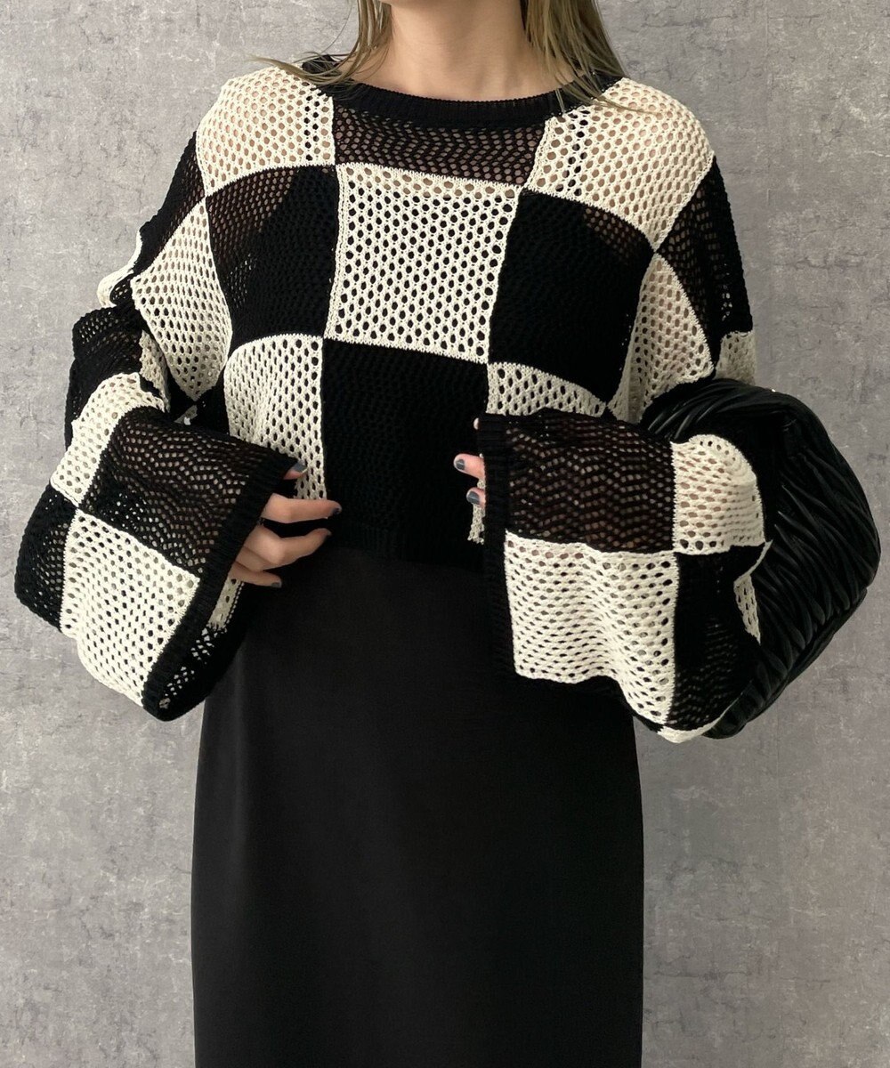 WEGO チェッカーメッシュニット 