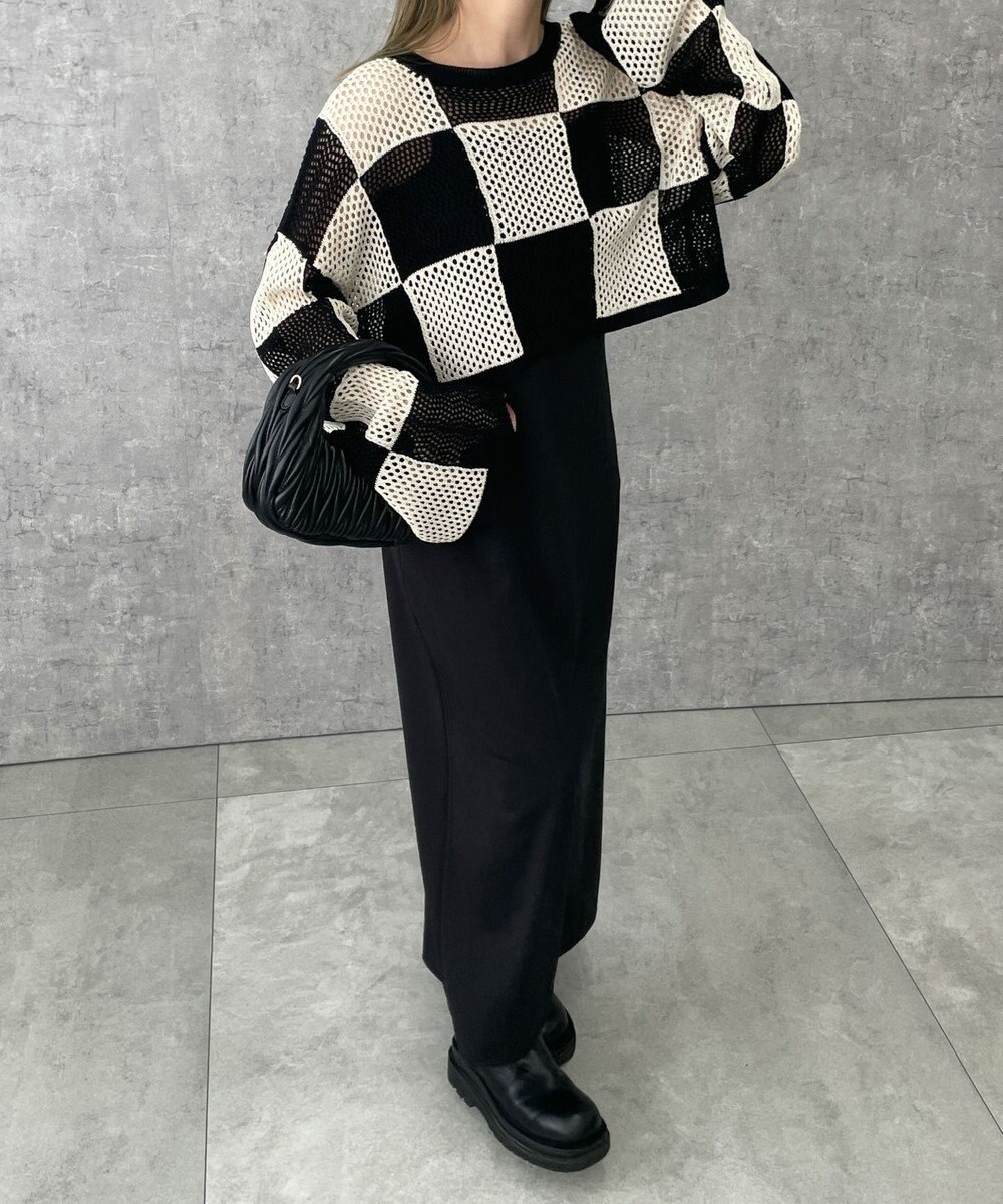 WEGO チェッカーメッシュニット 