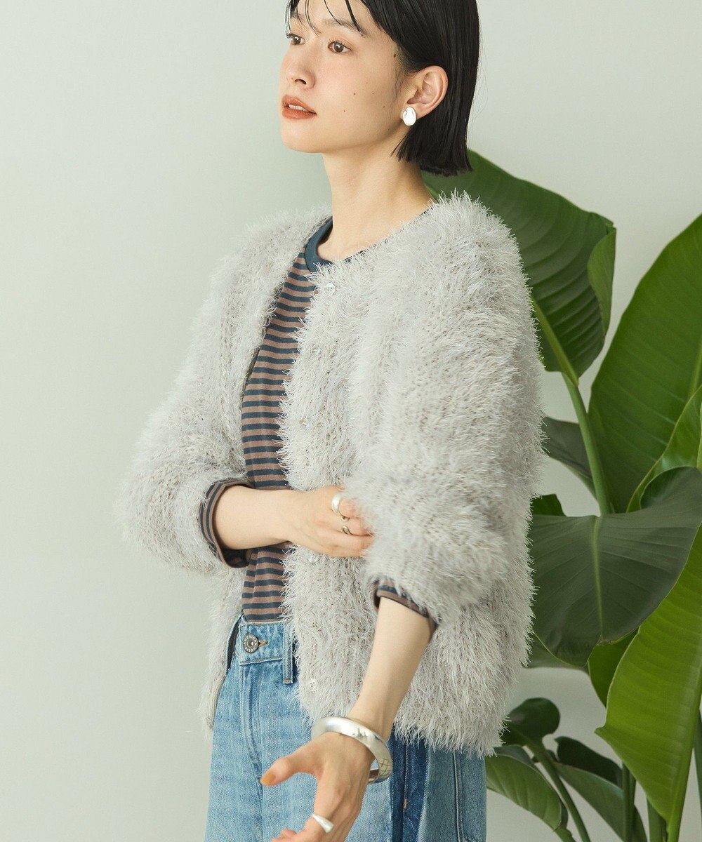 AMERICAN HOLIC シャギーニットクルーネックカーディガン 