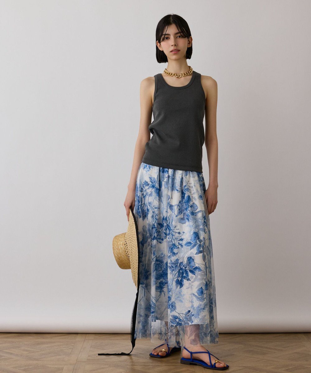 GRACE CONTINENTAL シャドーフラワープリントスカート 