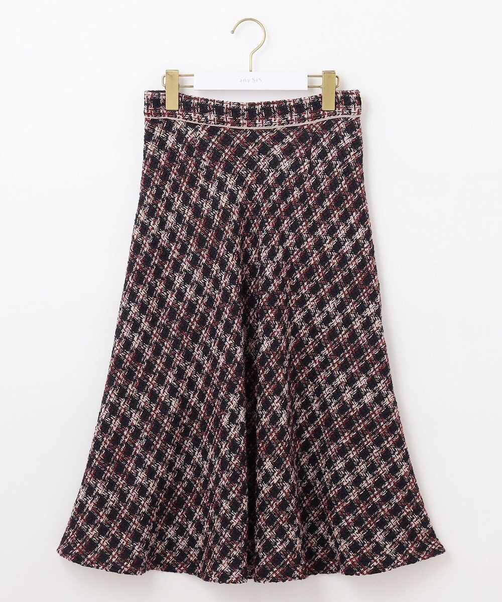 ANY SIS L パフィツイードミディ スカート 
