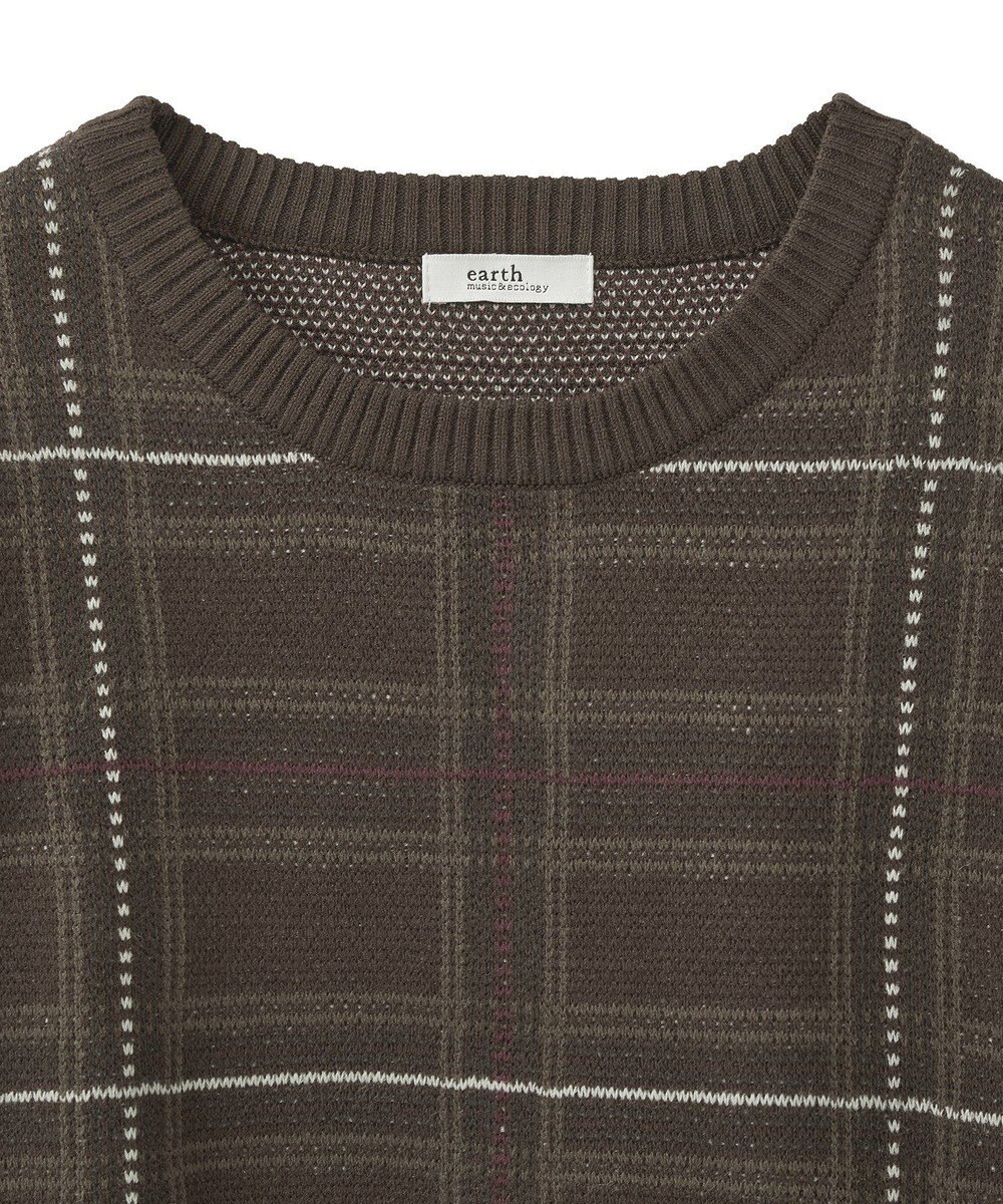 earth music&ecology チェックジャガードニットプルオーバー 