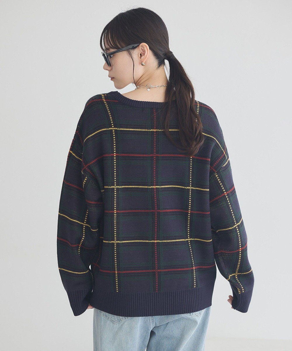 earth music&ecology チェックジャガードニットプルオーバー 
