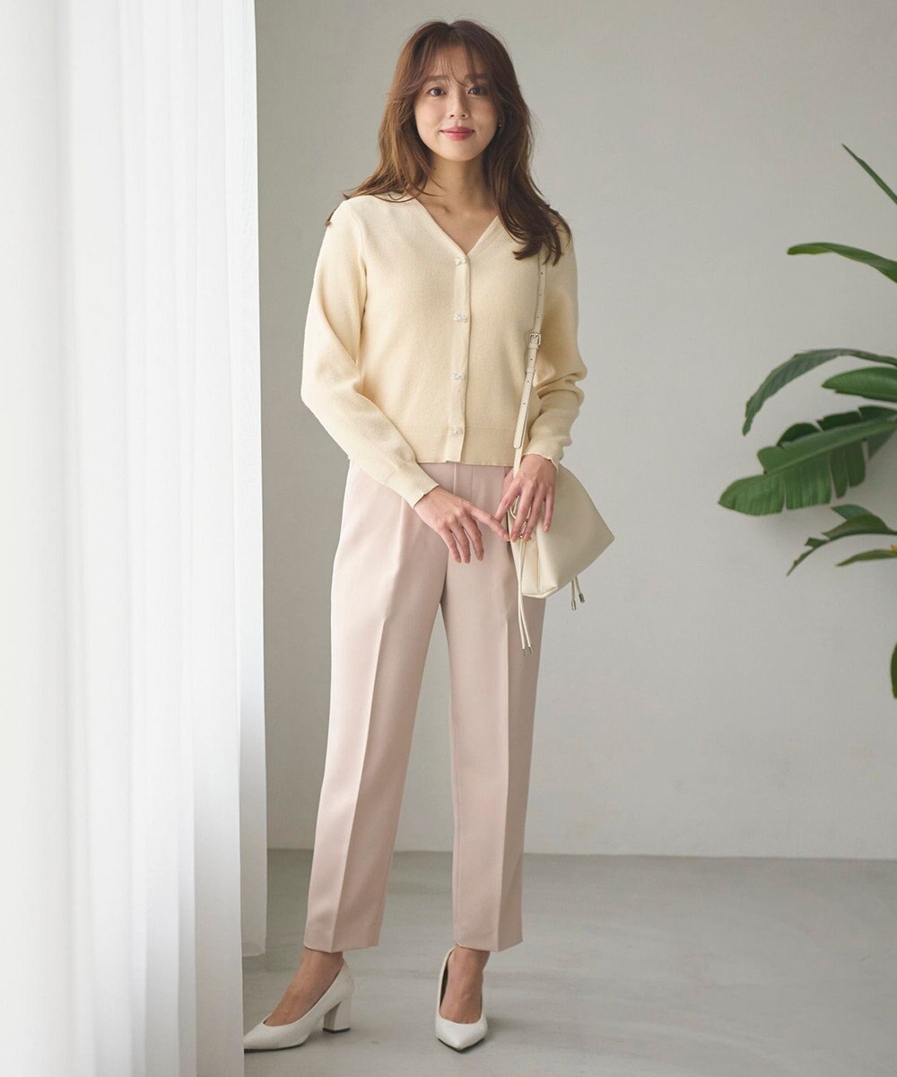 Feroux 【洗える】リボン釦 カーディガンデザインニット 