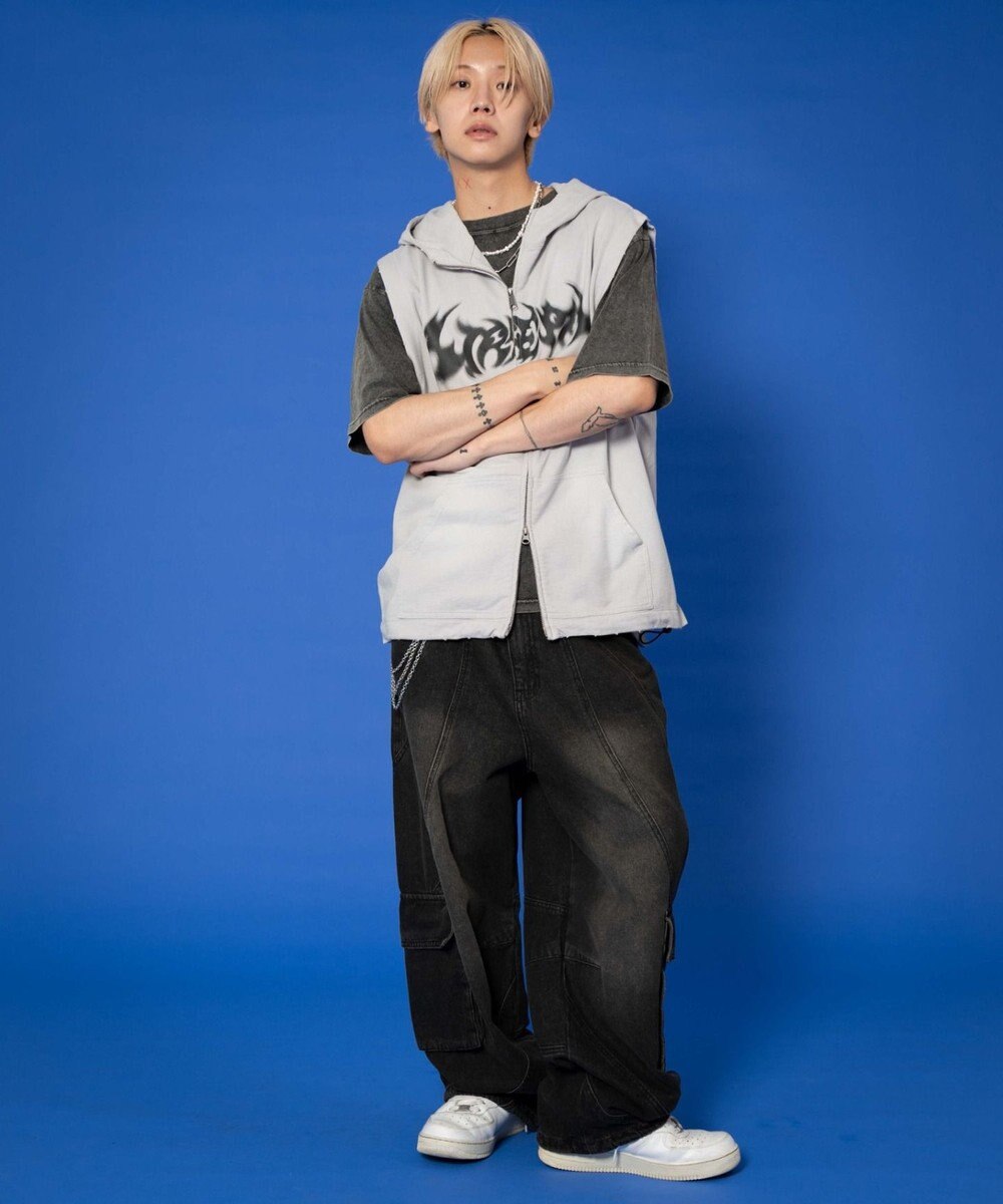 WEGO ノースリーブグラフィックZIPパーカー 