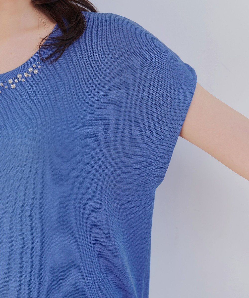 Tiaclasse L 【洗える】ビジュー付きフレンチニット 