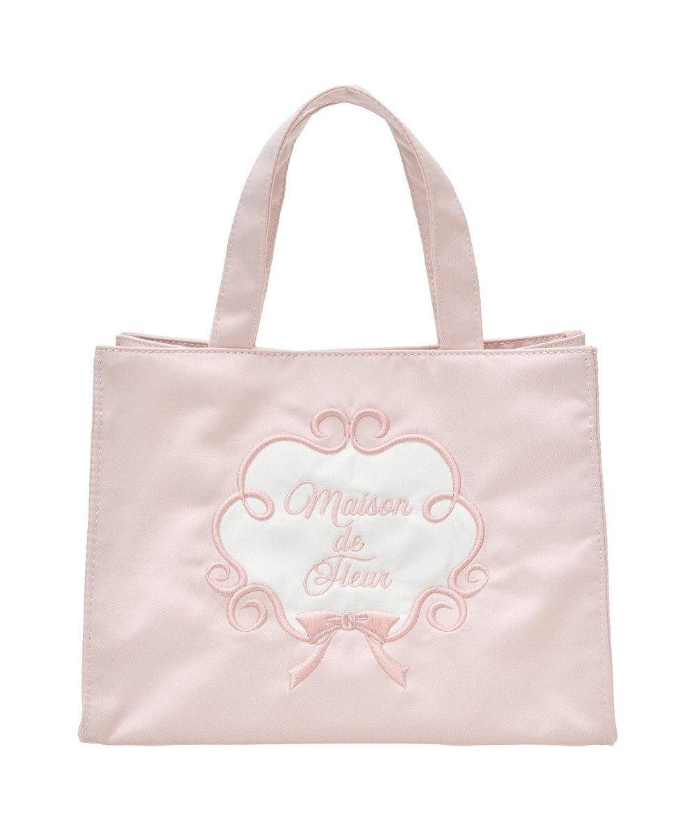 Maison de FLEUR コットンキャンディ刺繍トートバッグ 